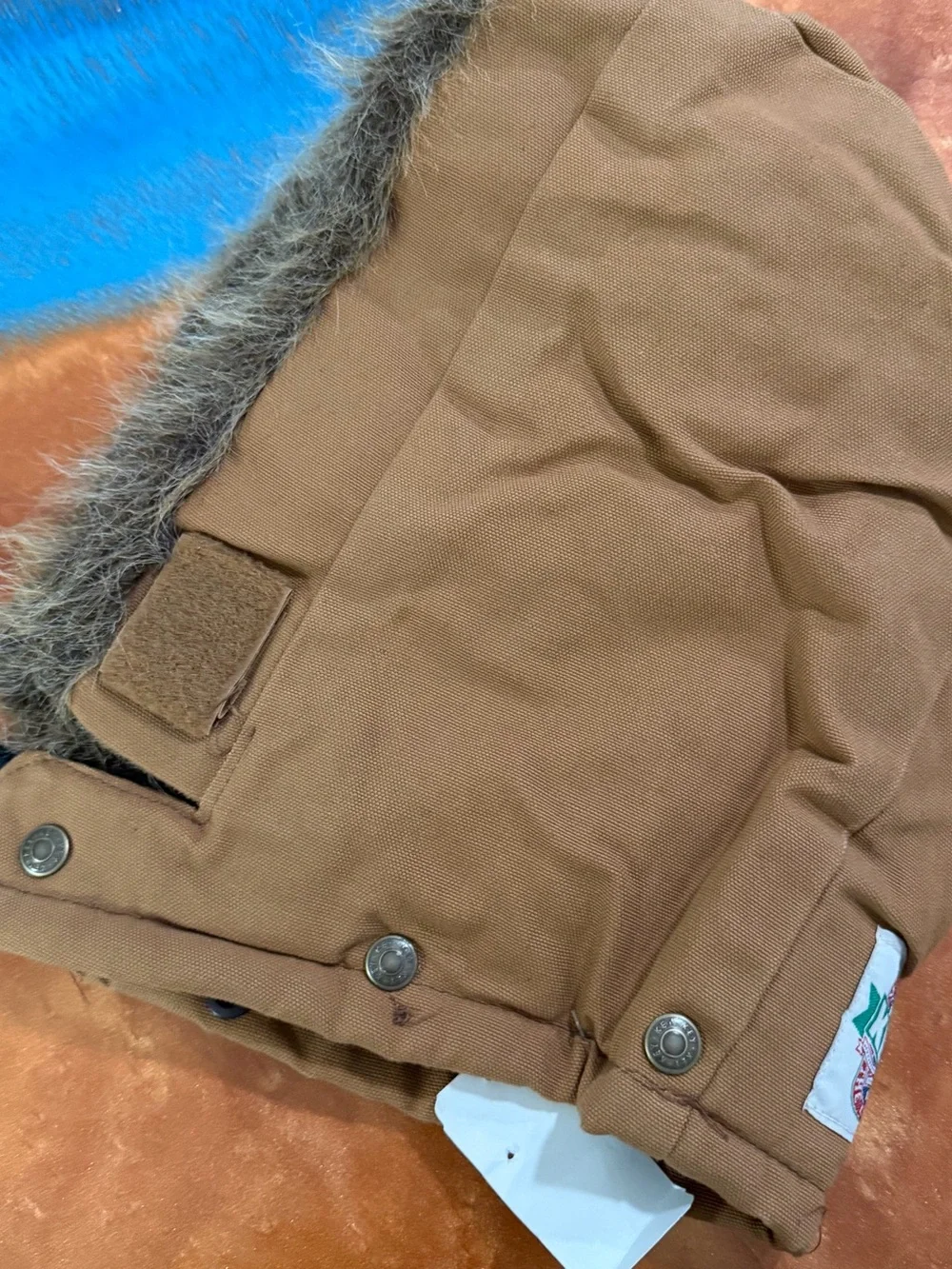 Vtg Deadstock KEY canvas Insulated Hood New snap on faux fur trim